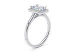 Minerva Halo Platinum Radiant Engagement Ring