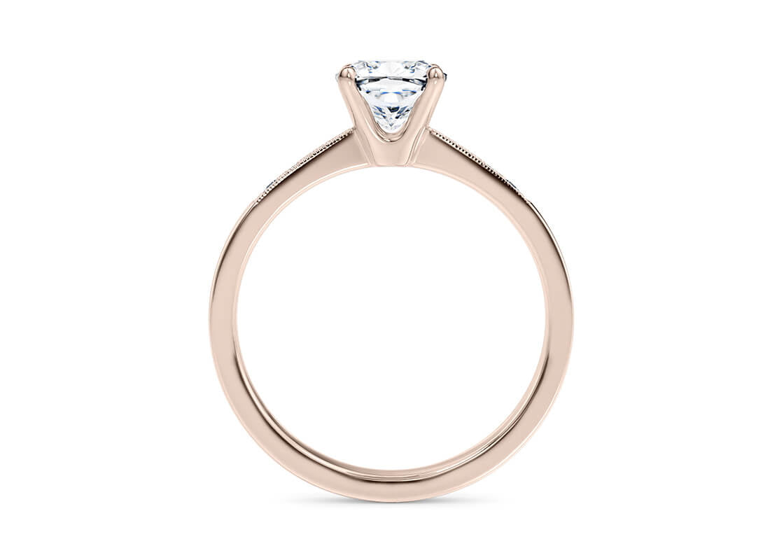 Delicacy Vintage Rose Gold 18k Cushion Engagement Ring