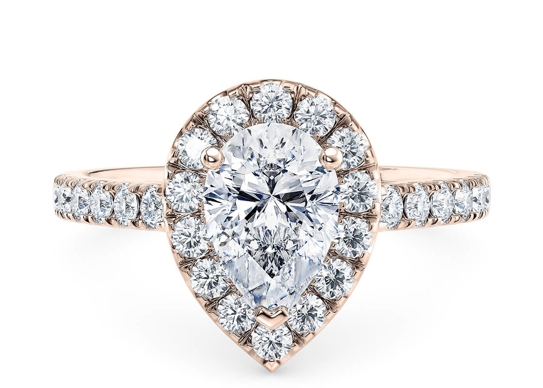 Medici Halo Rose Gold 18k Pear Engagement Ring