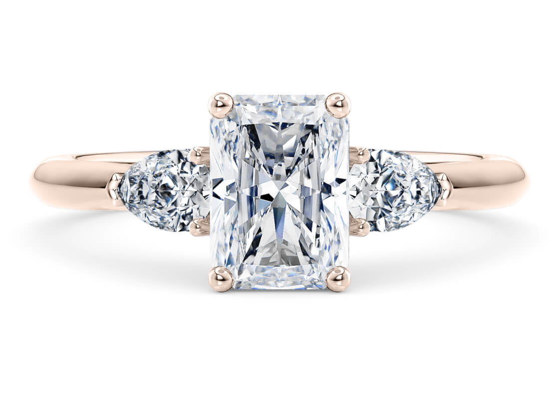 Florence Trilogy Rose Gold 18k Radiant Engagement Ring