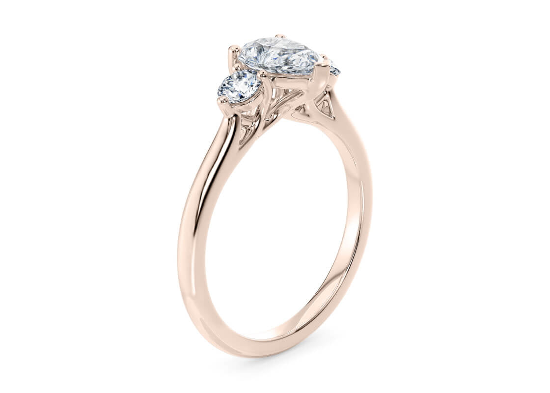 Valencia Trilogy Rose Gold 18k Pear Engagement Ring