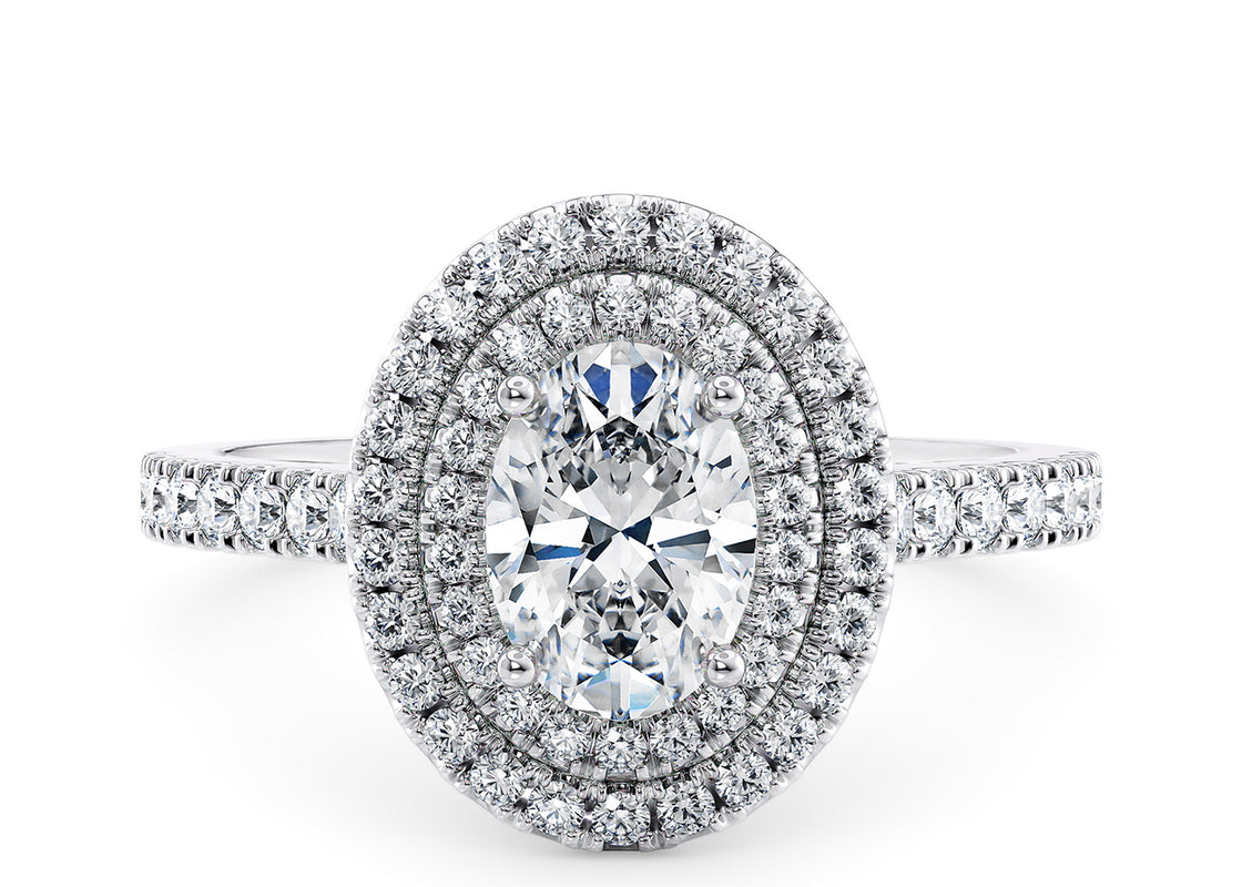 Empress Halo Platinum Oval Engagement Ring