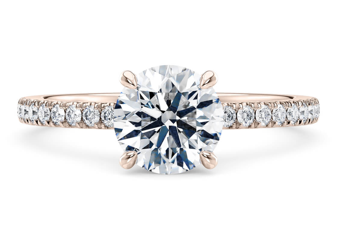 Aria Diamond Band Rose Gold 18k Round Engagement Ring