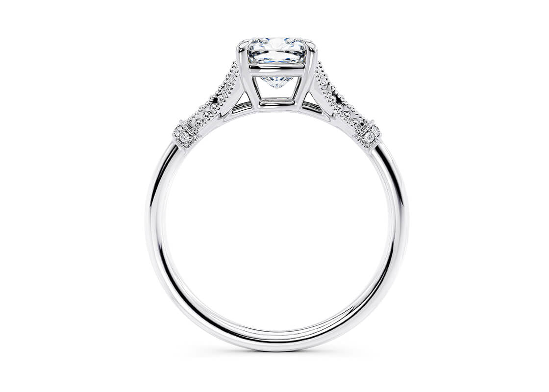 Jasmine Vintage Platinum Cushion Engagement Ring