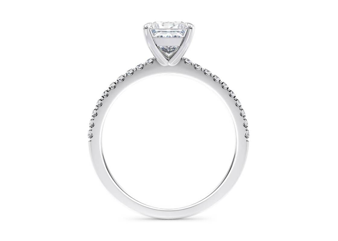Aria Diamond Band White Gold 18k Princess Engagement Ring