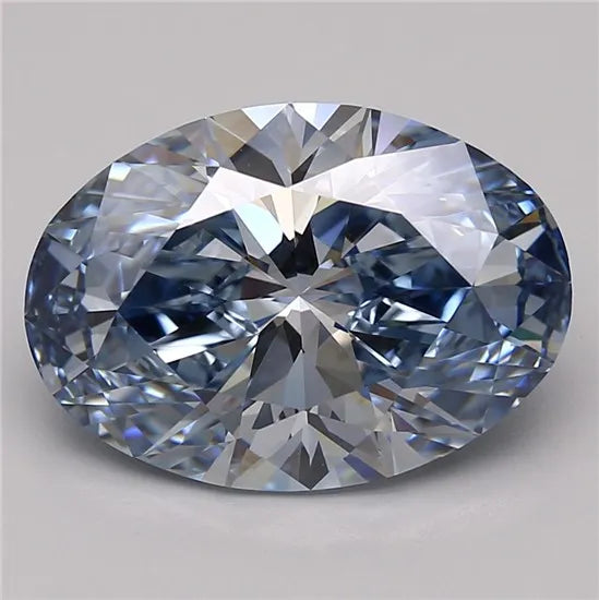 5.19ct Oval Lab Grown Diamond (Colour Fancy Vivid Blue, Clarity VVS1, Cut EX, IGI Certified)