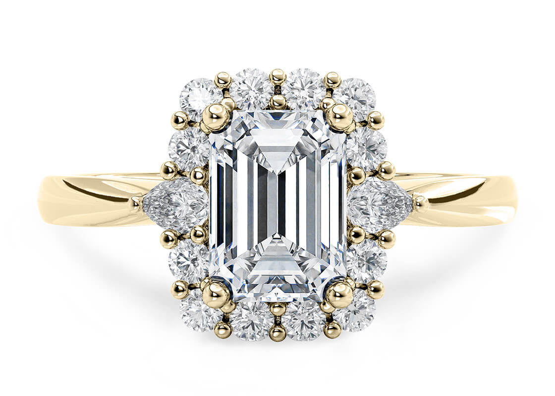 Hampstead Halo Yellow Gold 18k Emerald Engagement Ring