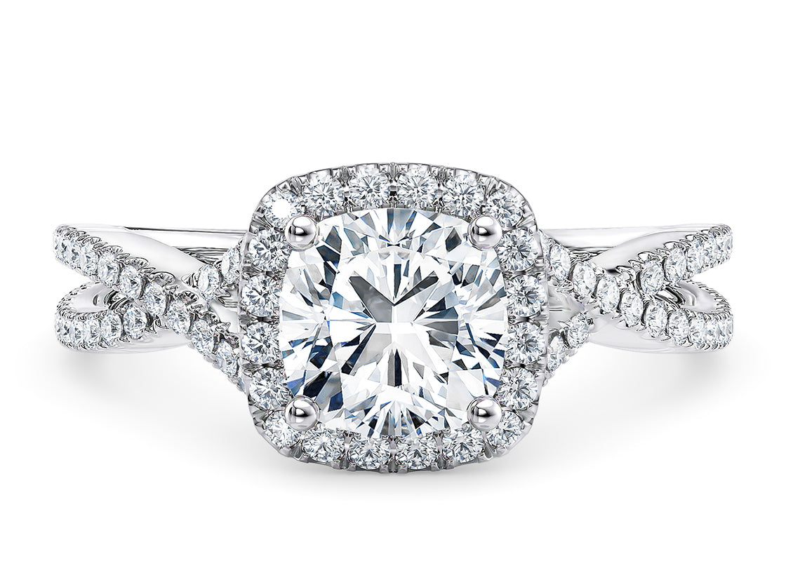 Bellatrix Halo Platinum Cushion Engagement Ring