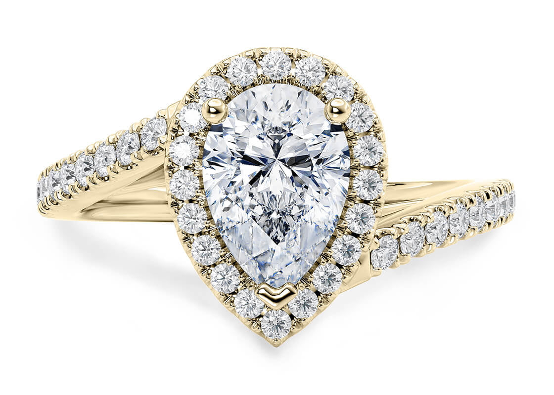 Kew Halo Yellow Gold 18k Pear Engagement Ring