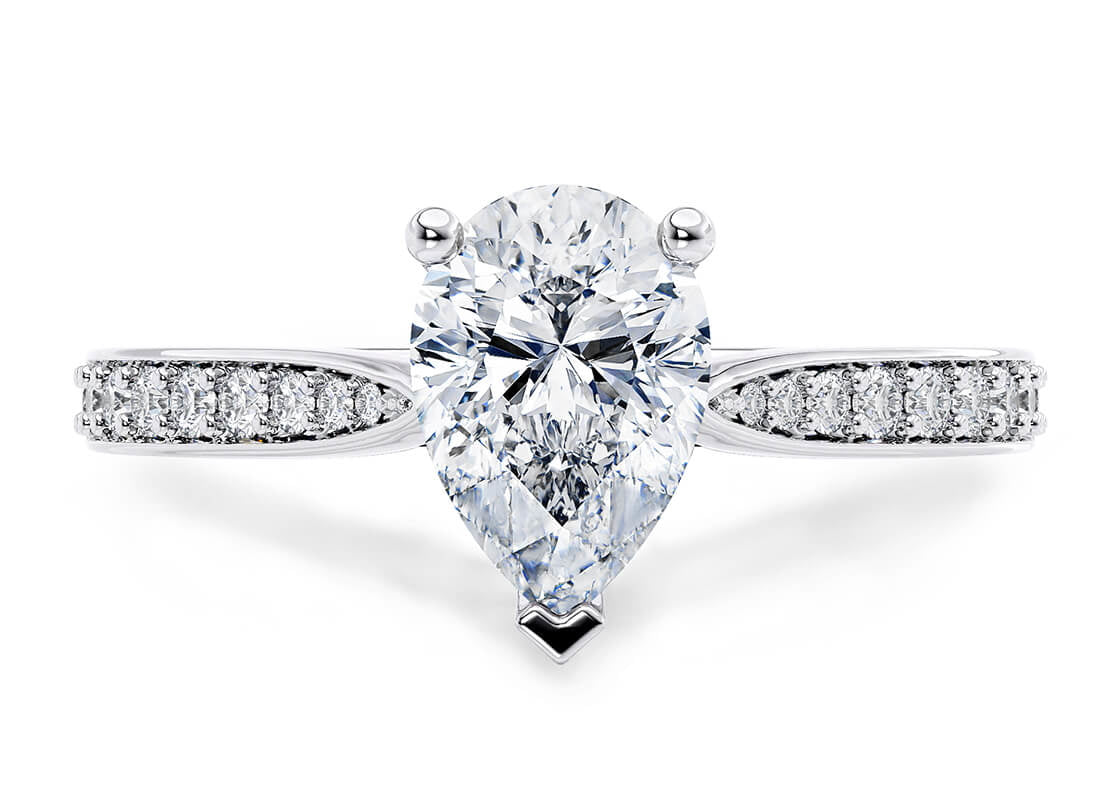 Victoria Diamond Band Platinum Pear Engagement Ring