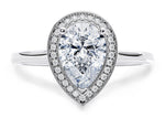 Minerva Halo Platinum Pear Engagement Ring