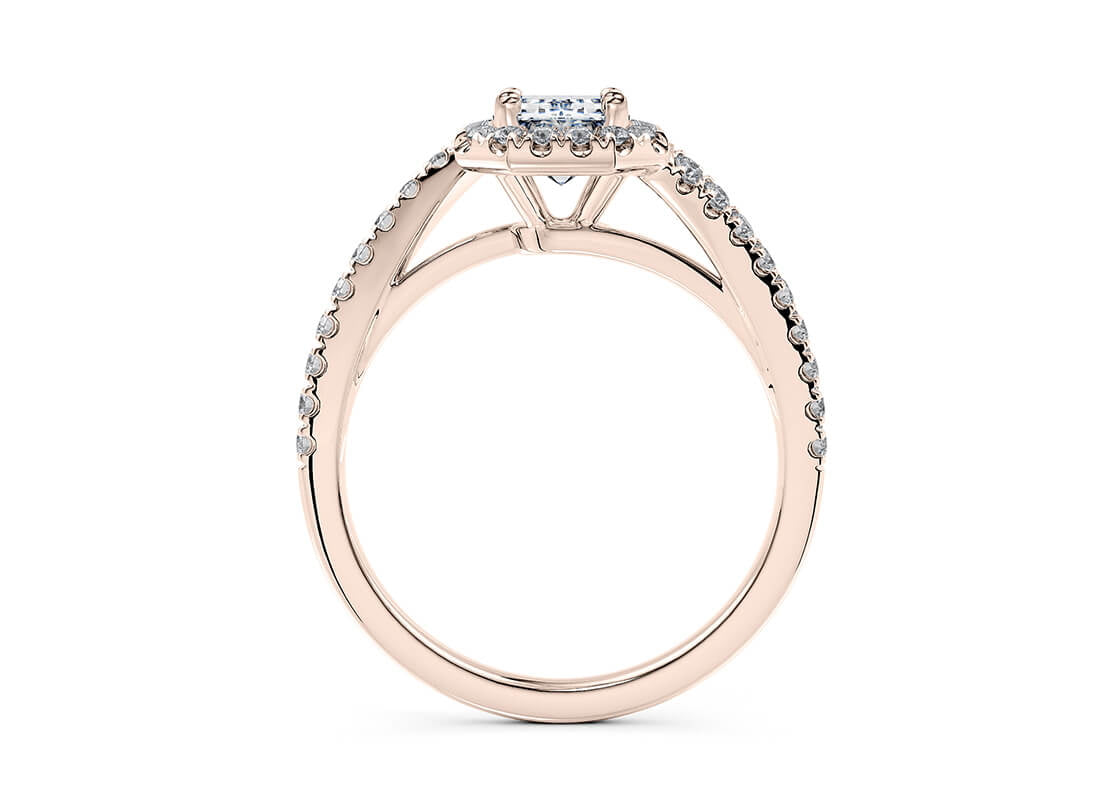 Kew Halo Rose Gold 18k Emerald Engagement Ring