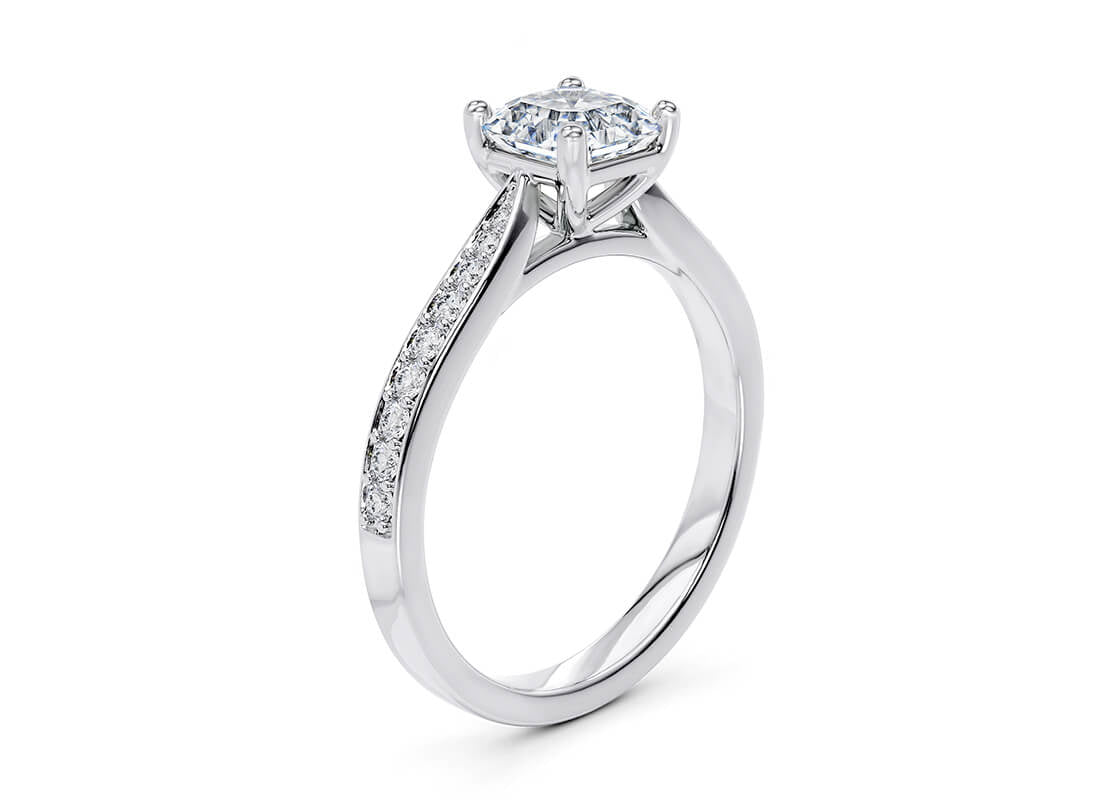 Victoria Diamond Band Platinum Asscher Engagement Ring