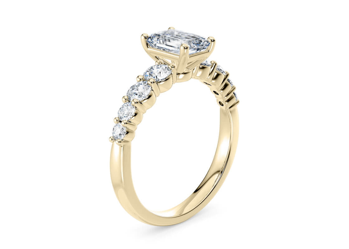 Lyra Diamond Band Yellow Gold 18k Emerald Engagement Ring