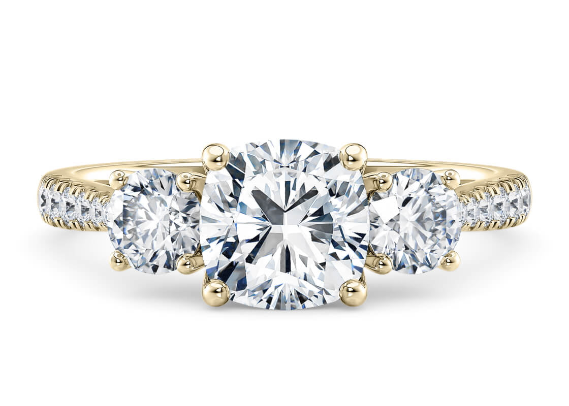 Lisbon Trilogy Yellow Gold 18k Cushion Engagement Ring