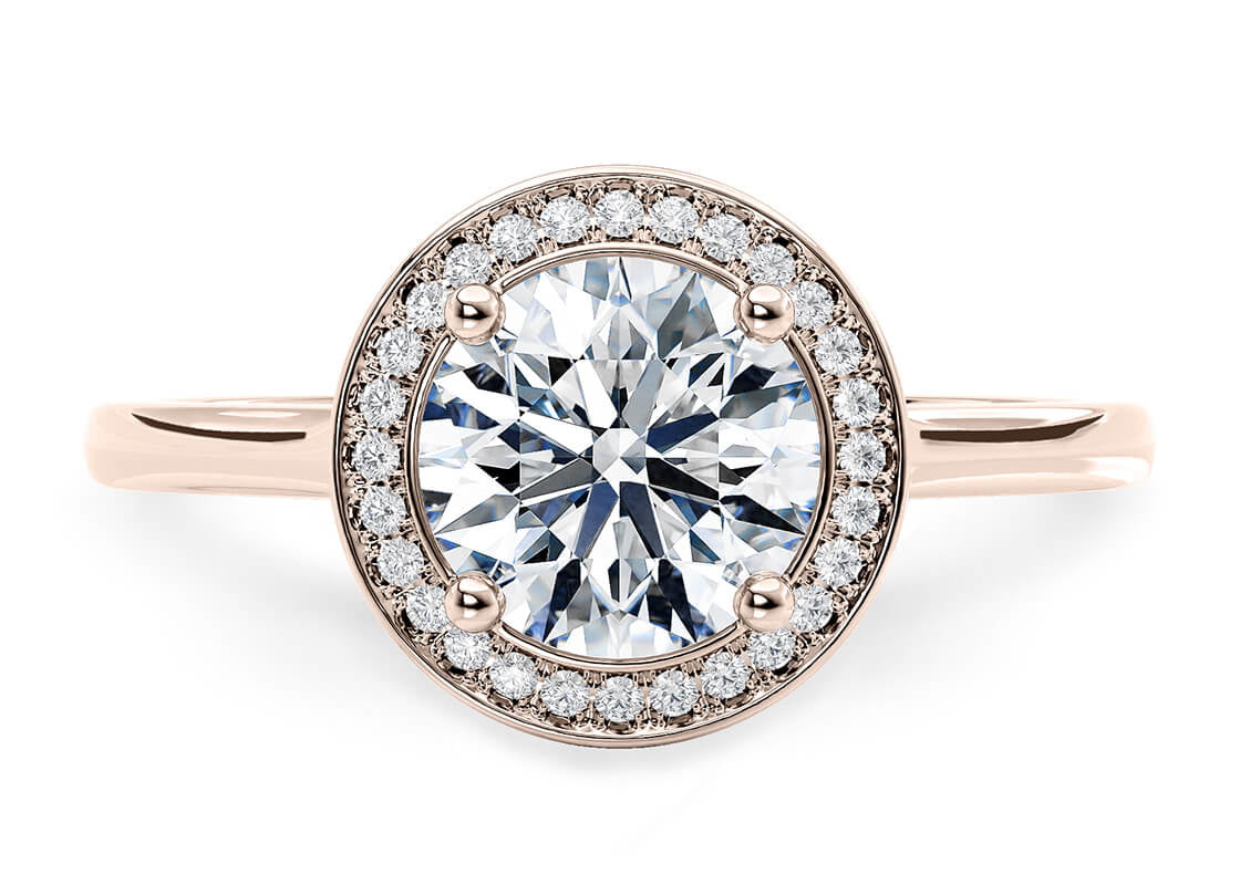 Minerva Halo Rose Gold 18k Round Engagement Ring