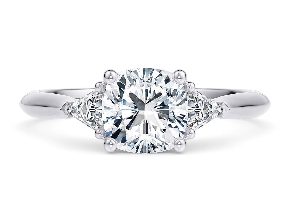 Paris Trilogy Platinum Cushion Engagement Ring