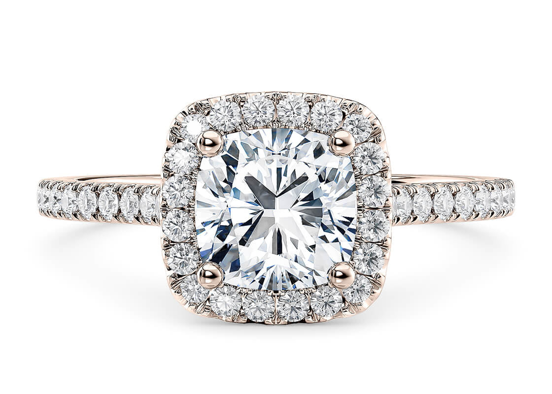 Aphrodite Halo Rose Gold 18k Cushion Engagement Ring