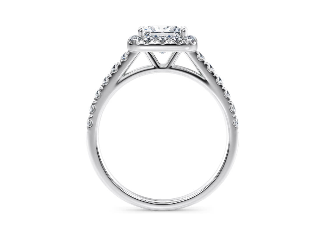 Medici Halo Platinum Princess Engagement Ring