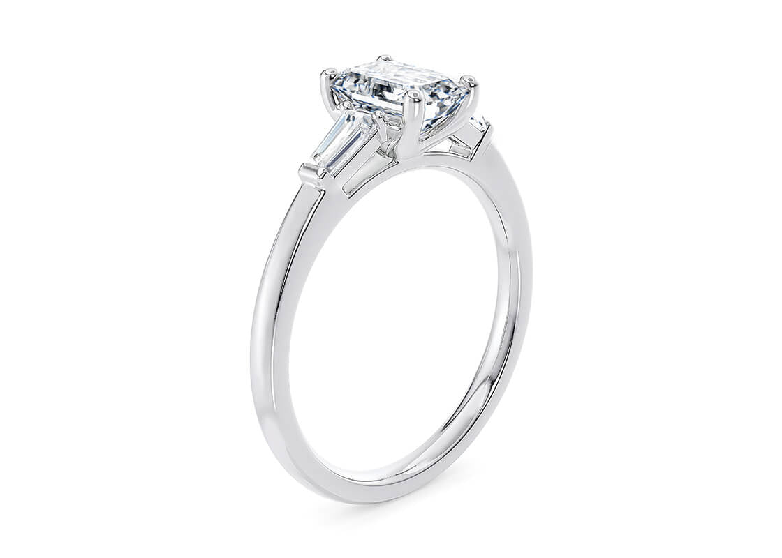 Alexandria Trilogy Platinum Emerald Engagement Ring