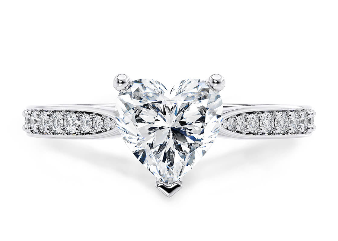 Victoria Diamond Band Platinum Heart Engagement Ring