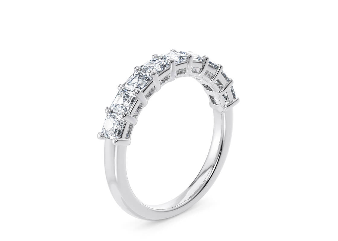 Regent Asscher Half Set White Gold 18k Natural Eternity Ring
