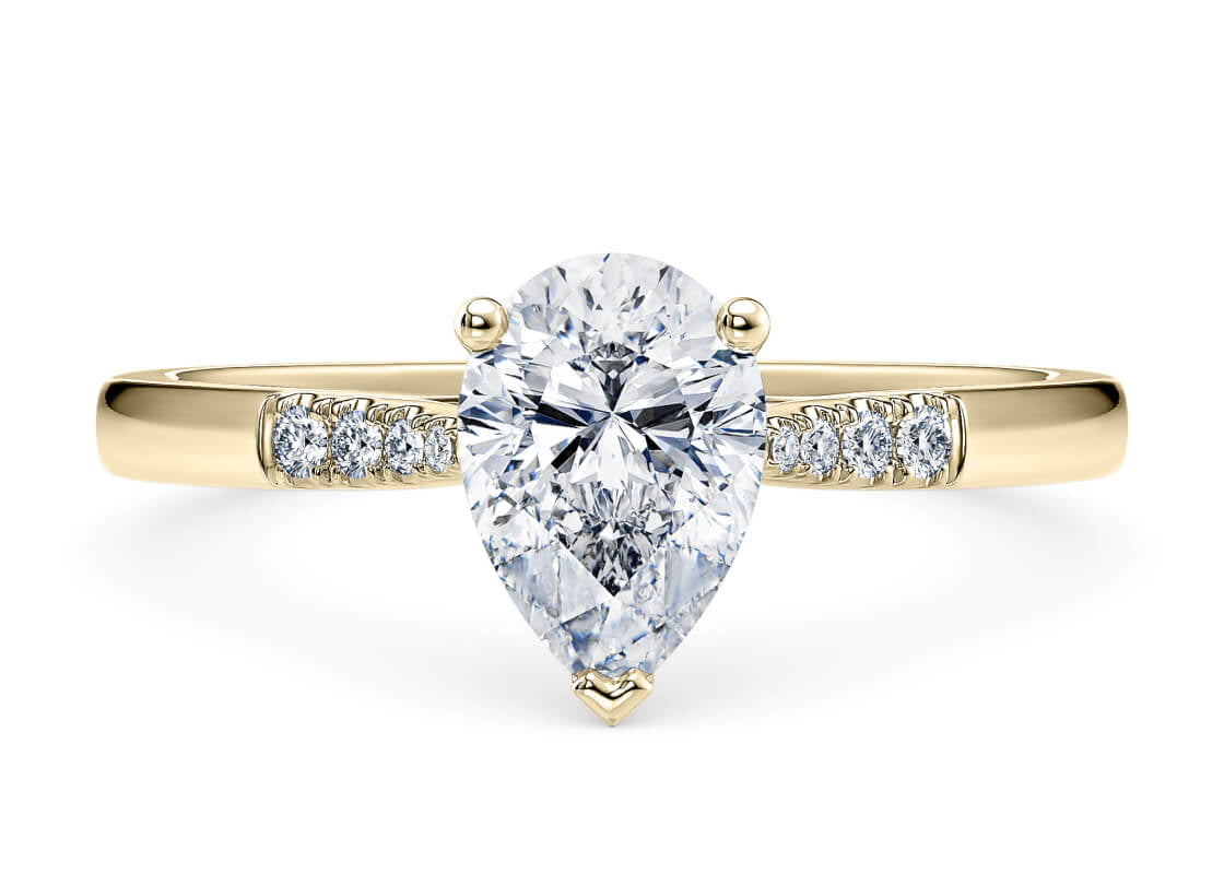 Thea Diamond Band Yellow Gold 18k Pear Engagement Ring
