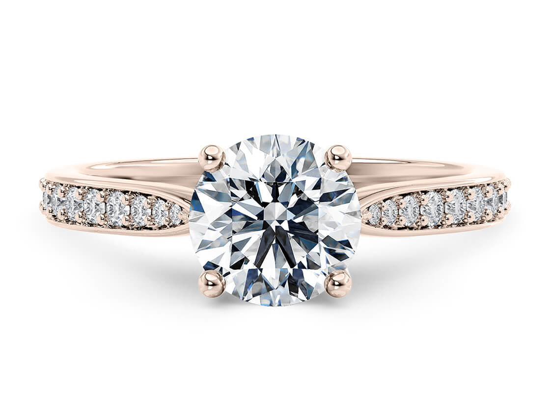 Victoria Diamond Band Rose Gold 18k Round Engagement Ring
