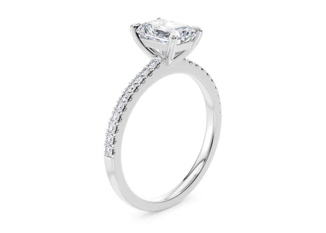 Aria Diamond Band White Gold 18k Radiant Engagement Ring