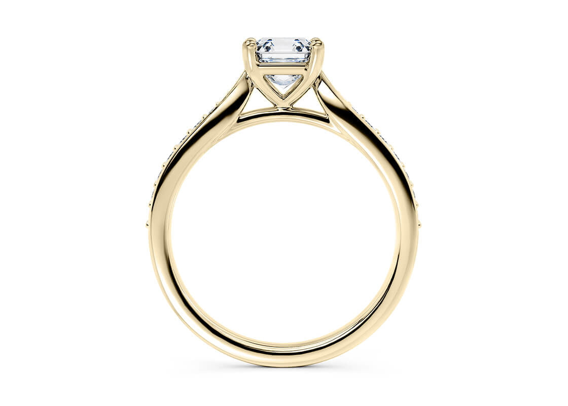 Victoria Diamond Band Yellow Gold 18k Asscher Engagement Ring