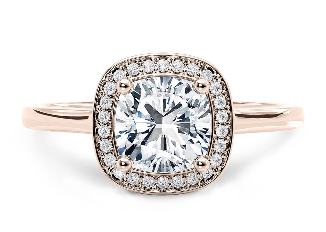 Minerva Halo Rose Gold 18k Cushion Engagement Ring