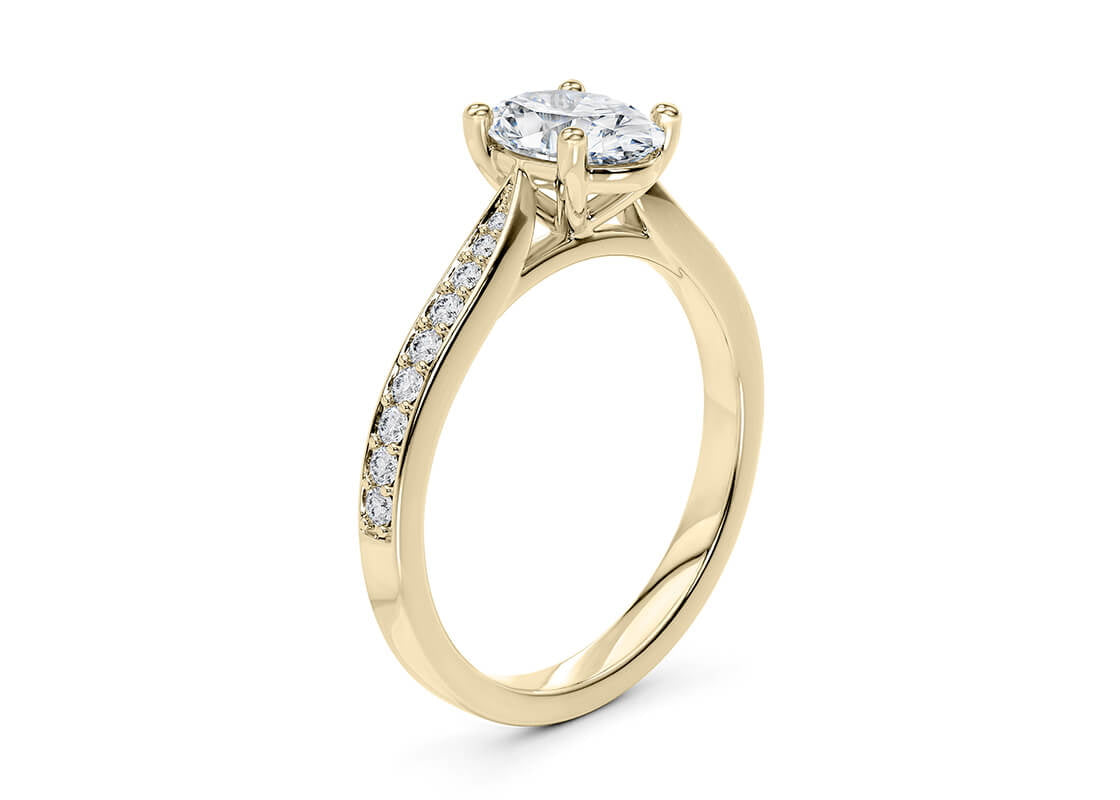 Victoria Diamond Band Yellow Gold 18k Oval Engagement Ring