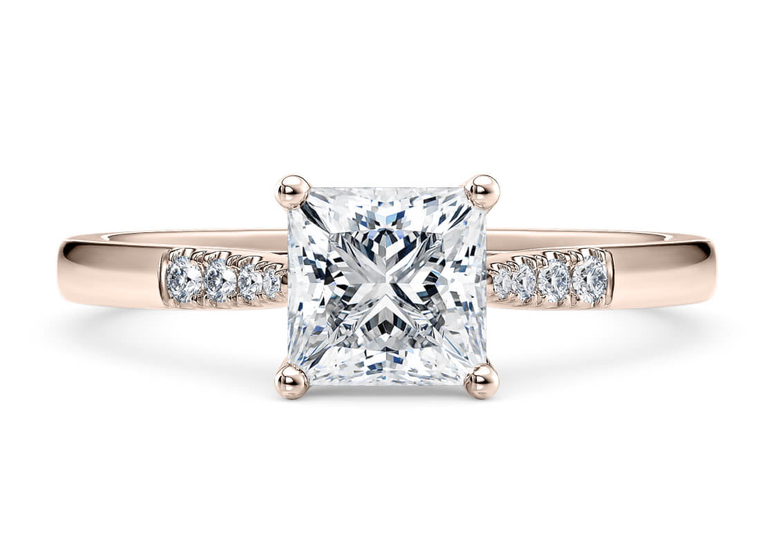 Thea Diamond Band Rose Gold 18k Princess Engagement Ring