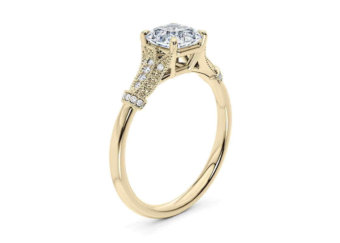 Jasmine Vintage Yellow Gold 18k Asscher Engagement Ring