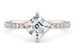 Asteria Compass Diamond Band Rose Gold 18k Asscher Engagement Ring