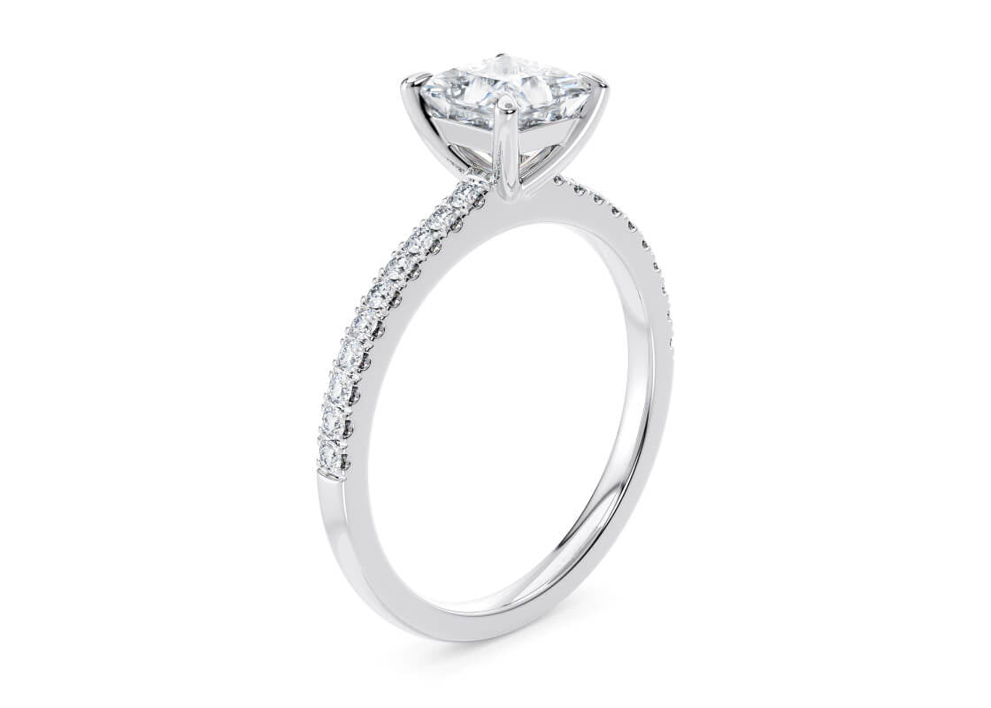 Aria Diamond Band White Gold 18k Princess Engagement Ring