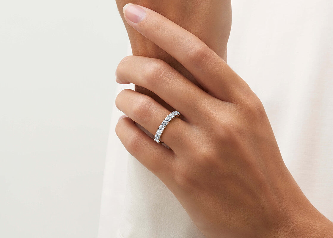 Regent Asscher Half Set Rose Gold 18k Lab Grown Eternity Ring