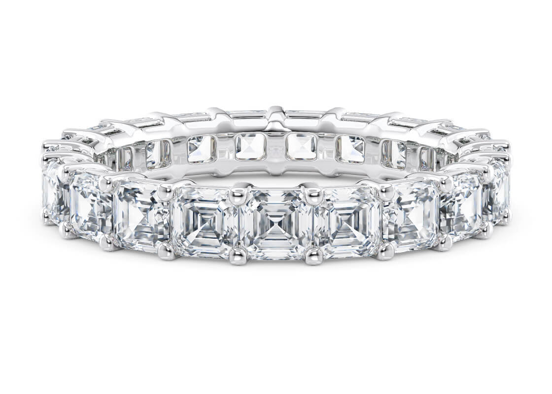 Regent Asscher Full Set White Gold 18k Lab Grown Eternity Ring