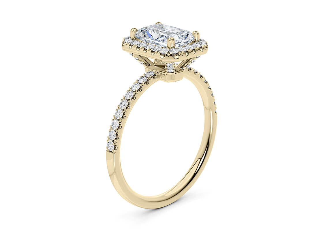 Isabella Halo Yellow Gold 18k Radiant Engagement Ring