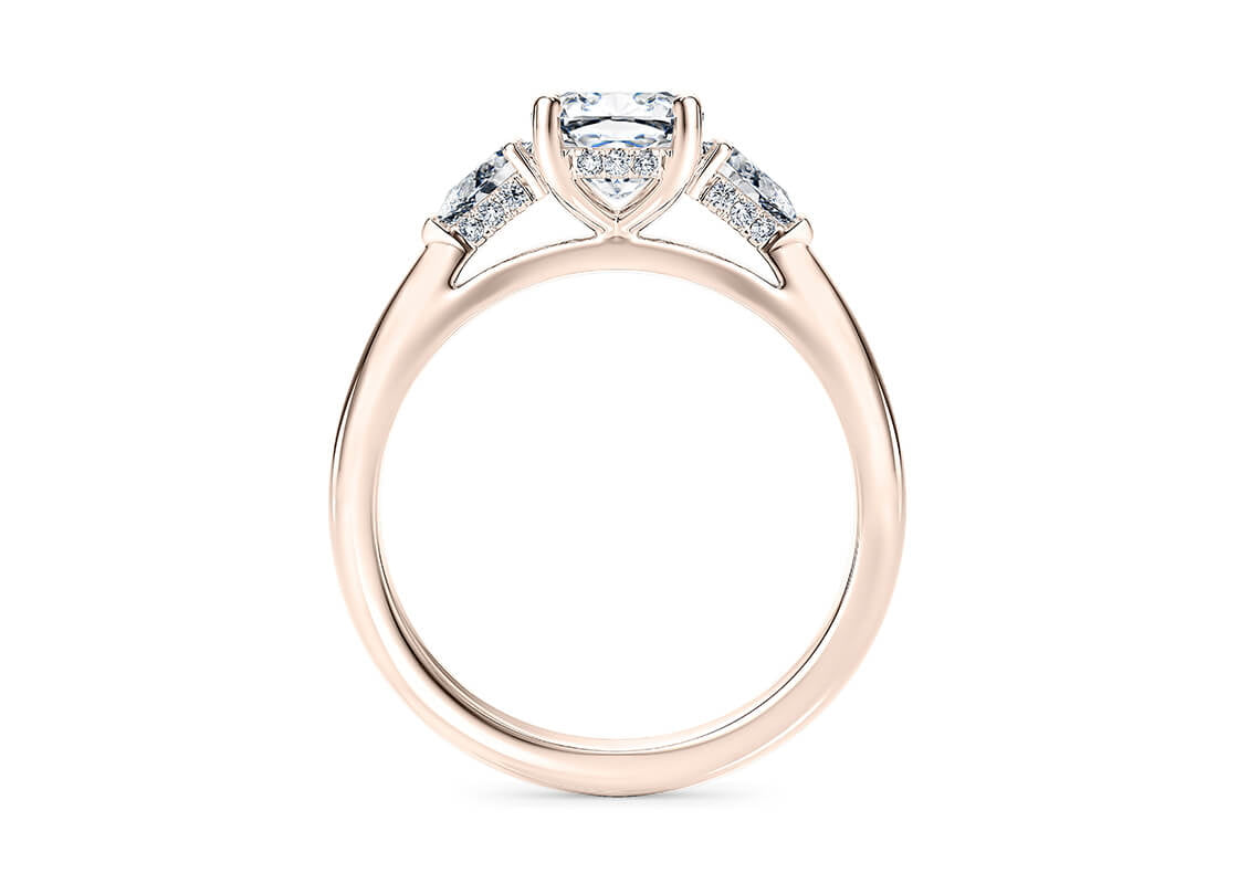 Florence Trilogy Rose Gold 18k Cushion Engagement Ring