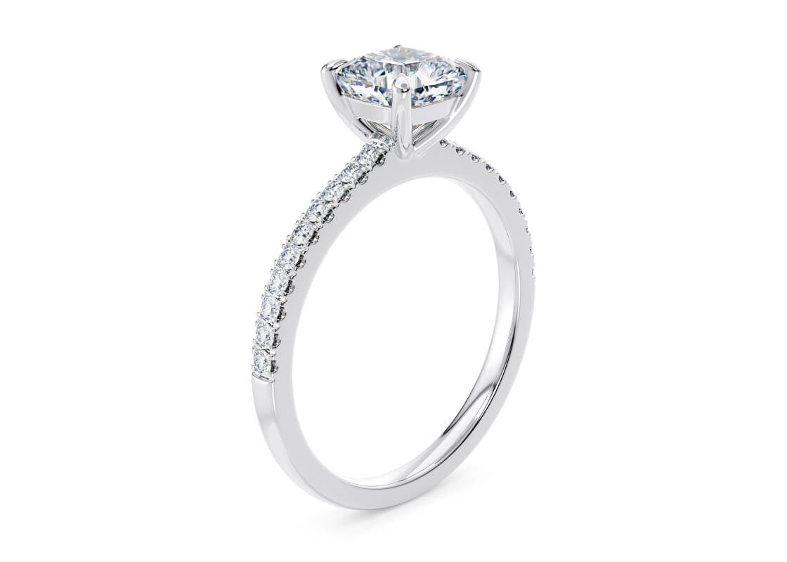 Aria Diamond Band White Gold 18k Cushion Engagement Ring