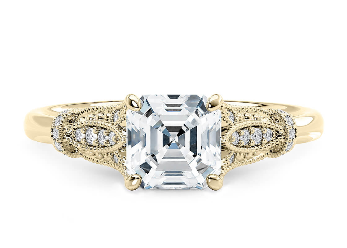 Jasmine Vintage Yellow Gold 18k Asscher Engagement Ring