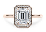 Minerva Halo Rose Gold 18k Emerald Engagement Ring