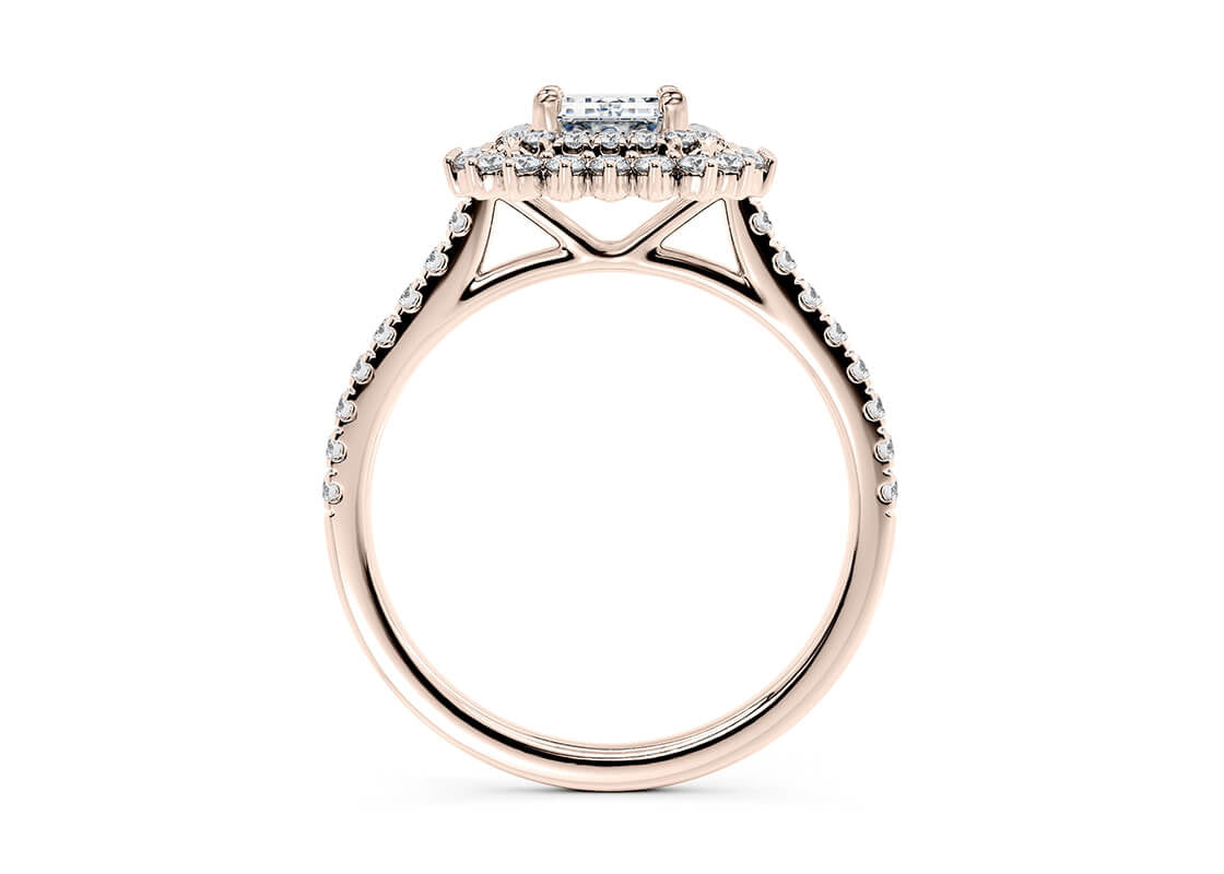 Berkeley Halo Rose Gold 18k Emerald Engagement Ring