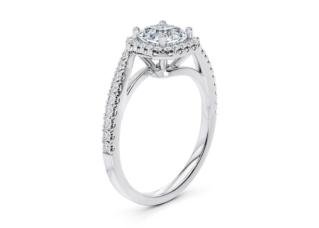 Kew Halo Platinum Asscher Engagement Ring