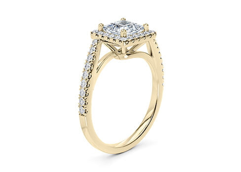 Kew Halo Yellow Gold 18k Princess Engagement Ring