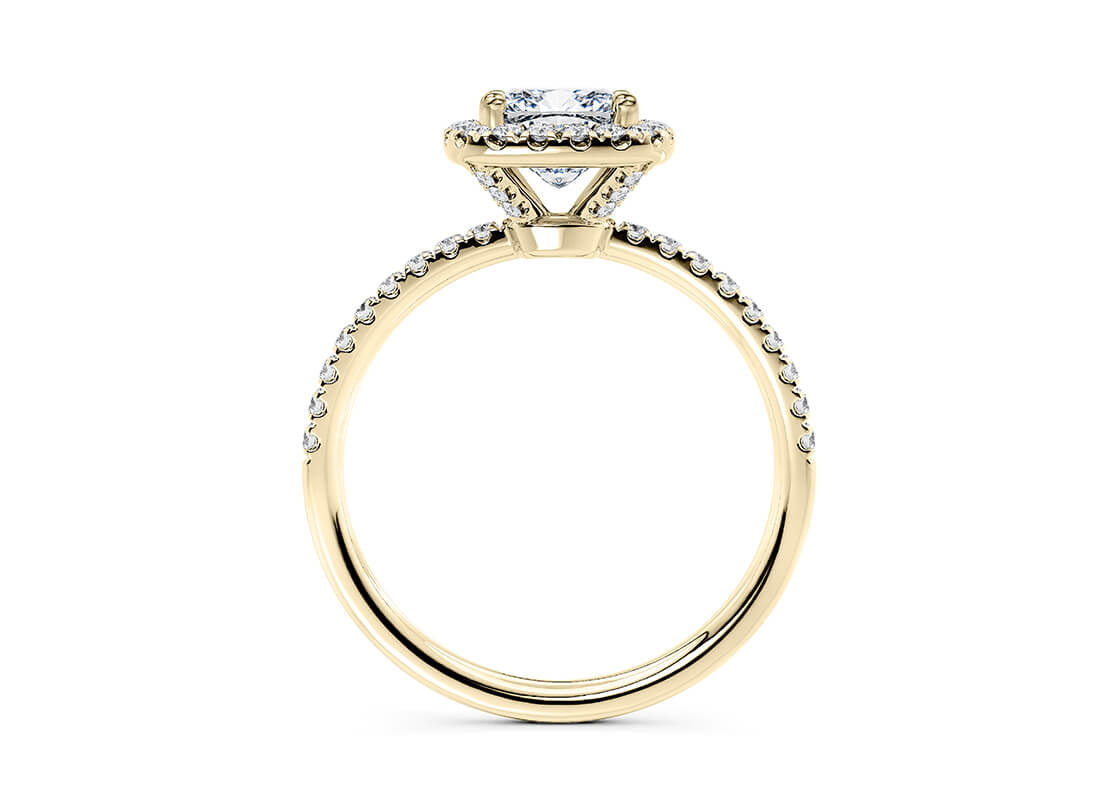 Isabella Halo Yellow Gold 18k Cushion Engagement Ring