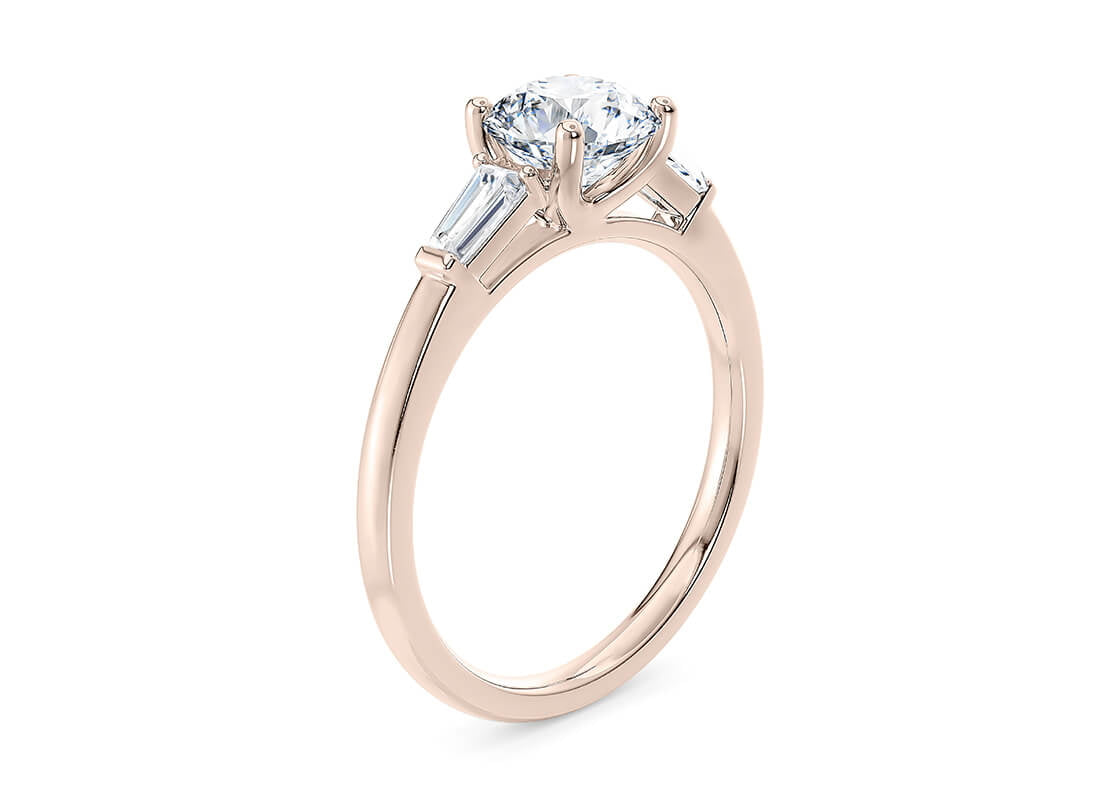 Alexandria Trilogy Rose Gold 18k Round Engagement Ring