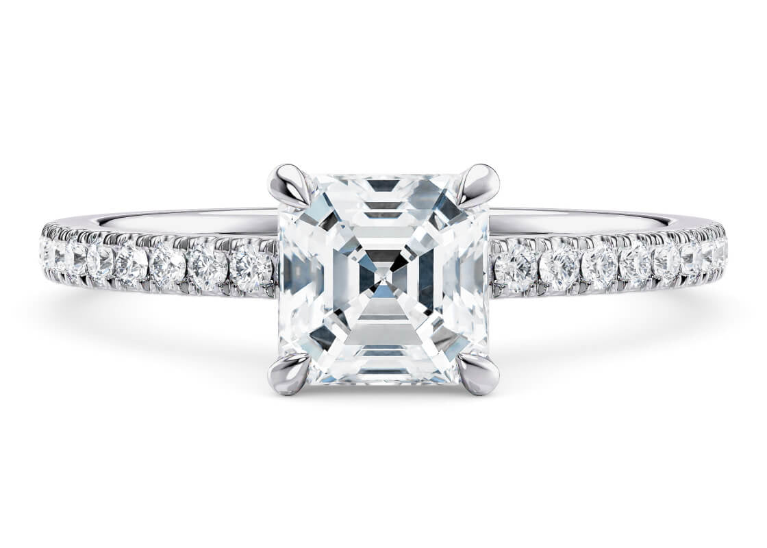 Aria Diamond Band White Gold 18k Asscher Engagement Ring