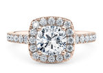 Medici Halo Rose Gold 18k Cushion Engagement Ring